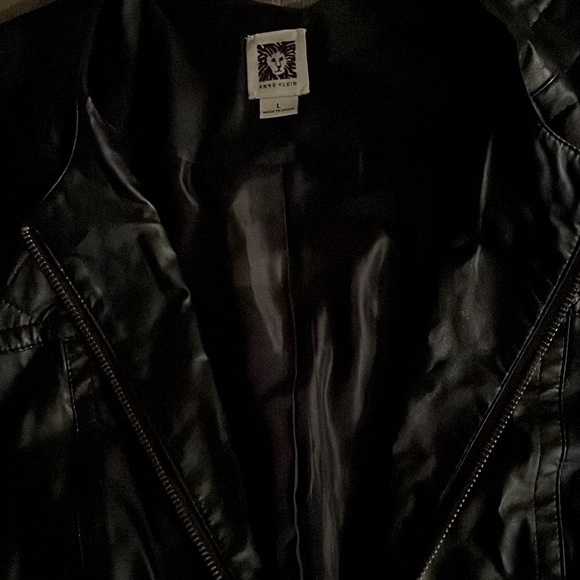 Anne Klein Gray Metallic Leather Blazer Jacket. Medium - Picture 3 of 4